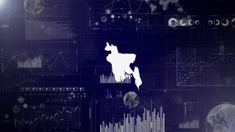 Unternehmenshintergrund-Des-Landes-Bangladesch-Mit-Abstrakten-Elementen-Von-Datenanalysediagrammen.-Ich-Zeige-Ein-Technologisches-Video-Zur-Datenanalyse-Mit-Globus,-Wachstum,-Grafiken-Und-Statistischen-Daten-Des-Landes-Bangladesch.