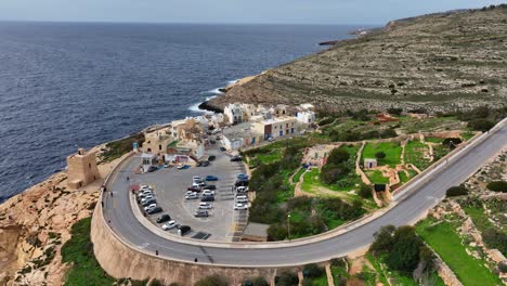 Drone-view-Of-Blue-Grotto-Village,-Malta