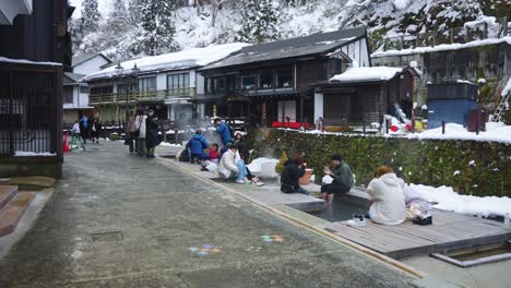 Winter-Snowy-Scene-in-the-mountains-of-Yamagata-Japan,-Tohoku-Region