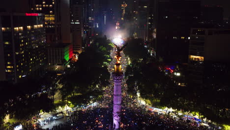 Aerial-view-of-Paseo-de-la-Reforma-and-New-Years-celebration-in-nighttime-CDMX