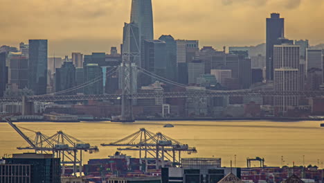 Timelapse-Del-Paisaje-Urbano-Del-Centro-De-San-Francisco-Al-Atardecer