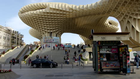 Panoramic-View-Of-Modern-Architecture-Metropol-Parasol-At-Plaza-De-La-Encarnacion-Square