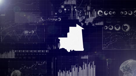 Unternehmenshintergrund-Des-Landes-Mauretanien-Mit-Abstrakten-Elementen-Von-Datenanalysediagrammen.-Ich-Zeige-Ein-Technologisches-Video-Zur-Datenanalyse-Mit-Globus,-Wachstum,-Grafiken,-Statistischen-Daten-Des-Landes-Mauretanien