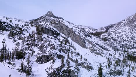 Aerial-view-of-Desolation-Wilderness-Mountains-and-Jaike's-Peak-at-Eagle-Lake,-California,-Lake-Tahoe