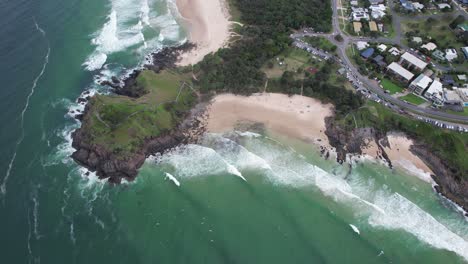 Küstenlandschaft---Norries-Headland-In-Cabarita,-New-South-Wales,-Australien---Luftpanorama
