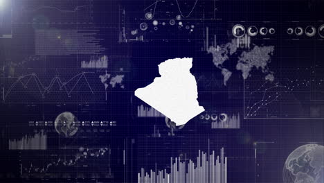 Unternehmenshintergrund-Des-Landes-Algerien-Mit-Abstrakten-Elementen-Von-Datenanalysediagrammen.-Ich-Zeige-Ein-Technologisches-Video-Zur-Datenanalyse-Mit-Globus,-Wachstum,-Grafiken-Und-Statistischen-Daten-Des-Landes-Algerien.