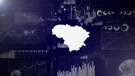 Unternehmenshintergrund-Des-Landes-Litauen-Mit-Abstrakten-Elementen-Von-Datenanalysediagrammen.-Ich-Zeige-Ein-Technologisches-Video-Zur-Datenanalyse-Mit-Globus,-Wachstum,-Grafiken,-Statistischen-Daten-Des-Landes-Litauen