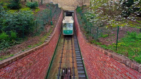 Tram-number-1-in-Prague-Czech-Republic-ascending-hill-public-transportation