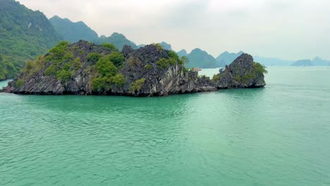 View-from-top-of-cruise-ship-through-the-limestone-karsts-of-Ha-Long-Bay-and-Lan-Hay-Bay-area-in-Vietnam