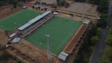 Drone-video-of-Khumalo-Hockey-Stadium-in-Bulawayo,-Zimbabwe