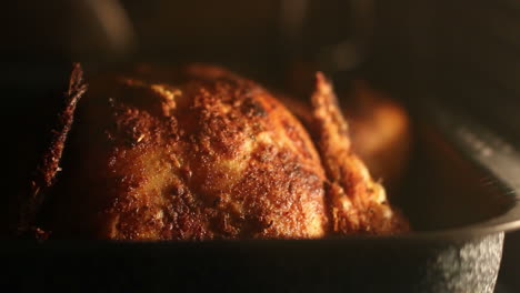 A-turkey-is-being-roasted-and-cooked-in-the-oven-for-Thanksgiving