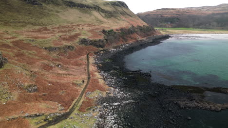 Large-Body-of-Water-from-Ocean-Next-to-Lush-and-Wild-Hillside