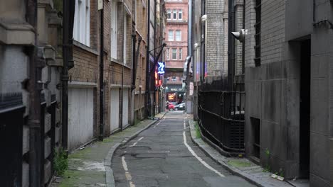 Liverpool-England-UK,-Empty-Alley-Passage-Between-Streets-and-Old-Downtown-Buildings