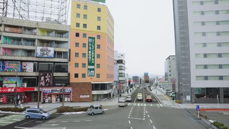 Slow-motion-establishing-shot-of-Yamagata-City