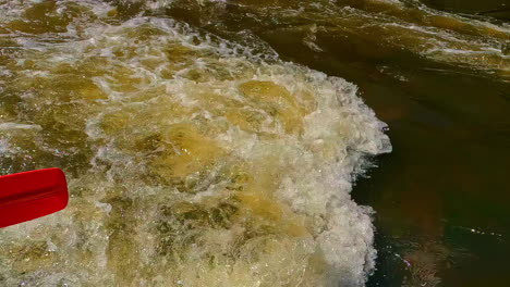 Canoeing-in-the-Gauja-River-and-National-Park,-Latvia---white-water-currents