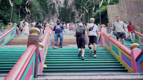 Colorful-Steep-Steps-To-The-Batu-Caves-In-Gombak,-Selangor,-Malaysia
