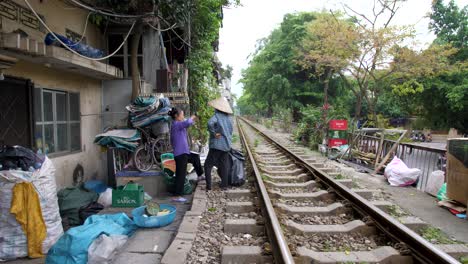 Train-track-maintenance-work-stopped-while-female-staff-take-break