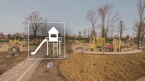 Long-duration-playground-construction-time-lapse-with-a-graphic-animation