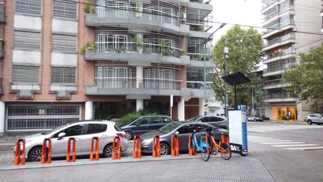 Bicycles-parked-urban-public-service-of-transport-lot-at-buenos-aires-city-argentina-in-caballito-neighborhood-Gaona-avenue
