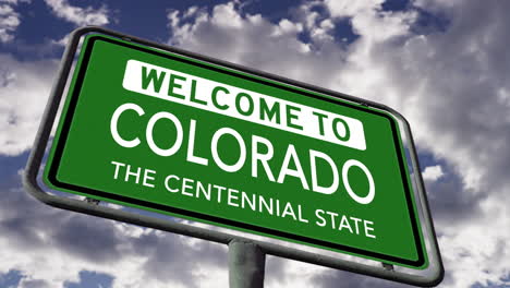 Willkommen-In-Colorado,-USA-Verkehrsschild,-Spitzname-Des-Centennial-State,-Realistische-3D-Animation
