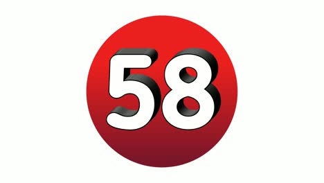 3D-Nummer-58,-Achtundfünfzig-Zeichensymbol,-Animations-Motion-Grafiksymbol-Auf-Roter-Kugel-Auf-Weißem-Hintergrund,-Cartoon-Videonummer-Für-Videoelemente