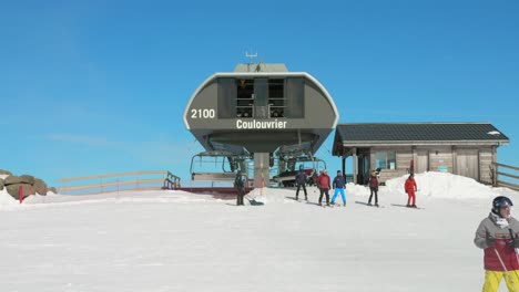 Chairlift-system-coulouvrier-ski-resort-in-the-French-Alps-region-in-Flaine,-France