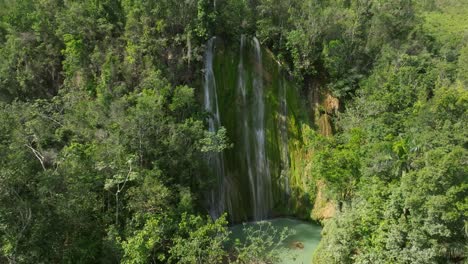 Aerial-shot-on-amazing-jungle-waterfall-in-Dominican-Republic-Part-03