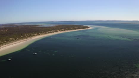 Aerial-drone-view-of-the-pristine-blue-waters-of-Coffin-Bay,-South-Australia