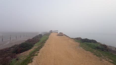 Pasear-Junto-Al-Paseo-Marítimo,-Un-Paseo-De-Madera,-Evoca-La-Esencia-Del-Viaje-Y-El-Descubrimiento-En-Medio-De-Un-Entorno-Pintoresco.