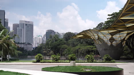 Freestanding-DBKL-Sign-And-Canopy-At-Perdana-Botanical-Garden-In-Kuala-Lumpur,-Malaysia