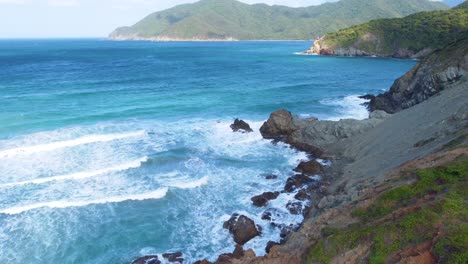 Sea-Waves-Crashing-To-The-Cliff-At-Tayrona-National-Park-In-Colombia