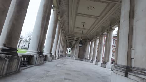 Colonnade-At-Old-Royal-Naval-College-In-Greenwich,-London,-UK