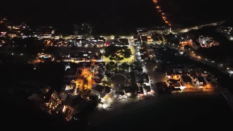 Aerial-night-view-on-a-spring-night-in-Huatulco,-Oaxaca