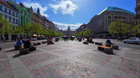 Wenzelsplatz,-Ursprünglich-Pferdemarkt,-In-Der-Neustadt-Von-Prag---Weitwinkel