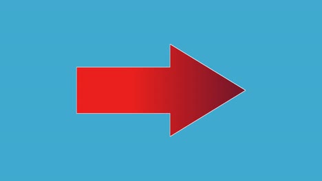 Right-Arrow-animation-sign-symbol-on-blue-screen-background,-red-color-cartoon-arrow-pointing-right-side-4K-animated-image-video-overlay-elements