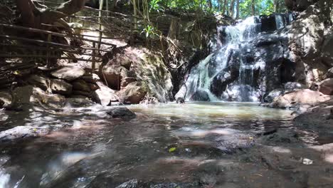 Pan-left-waterfall-Forest-Stream-slow-motion