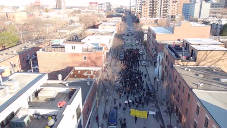 City-rally-Montreal-Annual-protest-against-police-violence-Quebec-Canada-aerial