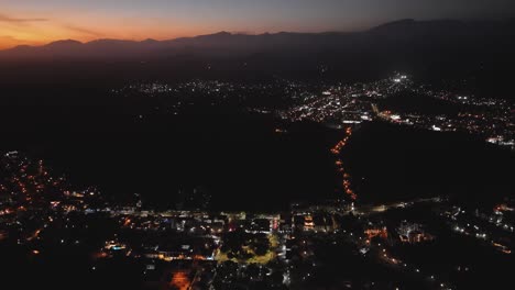 Town-of-Huatulco,-Oaxaca,-aerial-night-views-of-this-tourist-city-in-Mexico
