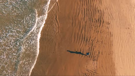 Antena-De-Un-Hombre-Corriendo-En-La-Playa-De-La-Jolla-En-San-Diego.