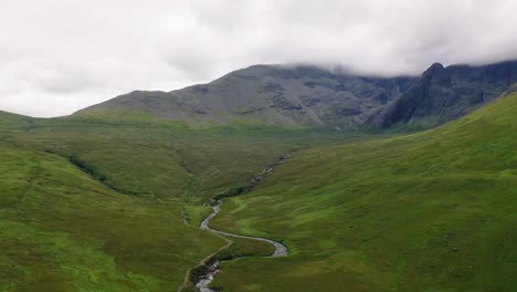 Aerial-View-of-the-Fairy-Pools,-Isle-of-Skye,-Scottish-Highlands,-Scotland,-United-Kingdom