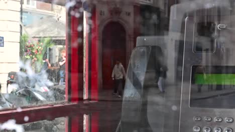 View-through-the-London-Telephone-Box,-United-Kingdom