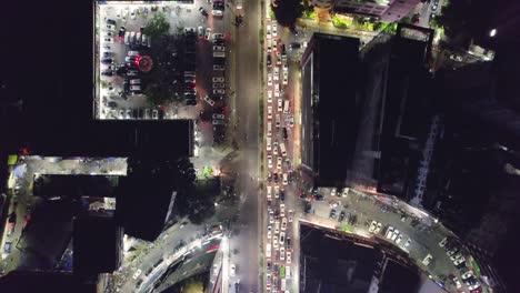 Night-Traffic-in-City-Aerial-View