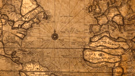Historical-pirate-treasure-map-of-the-world,-1600s