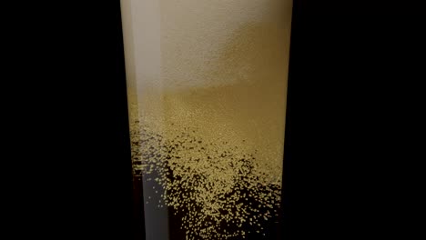 Bubbles-of-air-through-a-glass-of-beer-against-a-black-background,-symbolize-relaxation-and-enjoyment