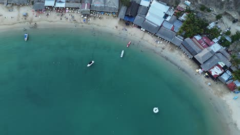 Birds-eye-view-of-Maguey-beach-in-Bahias-de-Huatulco,-Oaxaca,-Mexico