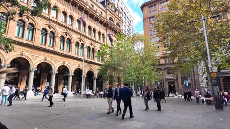 Office-workers-walking-at-busy-Martin-Place-Financial-District