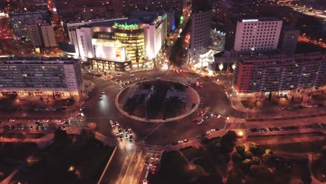 Timelapse-Aerial-View-of-Busy-Roundabout-Traffic-Circle