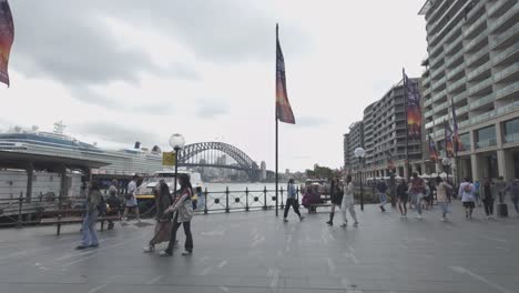 People-and-tourists-are-walking-at-Circular-Quay