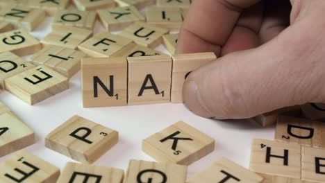 Close-up-narrow-focus-Scrabble-letter-tiles-form-space-acronym-NASA