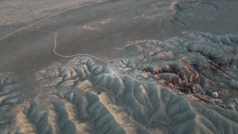 The-allure-of-the-desert's-rugged-and-arid-landscape-is-captured-in-aerial-footage-south-of-Salt-Lake-City,-Utah,-USA